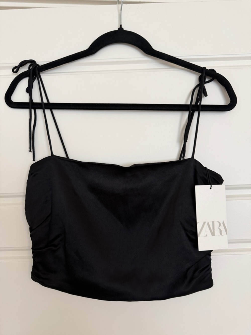 Zara Black Satin Tie-Strap Camisole